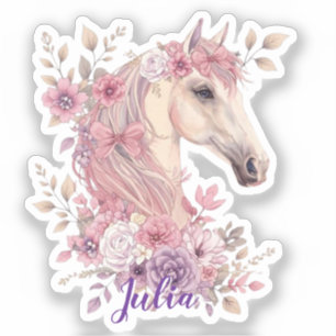 Adesivo Meninas Lindos Cavalinhos Floral Pastel Cavalo