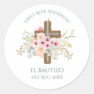 Adesivo Meninas Pink floral BAUTIZO Baptism Bautismo Namí