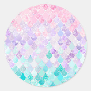 Adesivo Meninas Sereias Stickers, Pastel, Rosa, Roxo, Teal