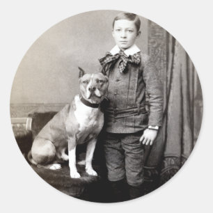 Adesivo Menino 1890 e seu Staffordshire Terrier americano