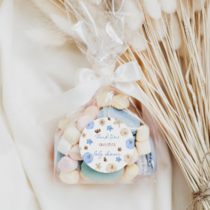 Adesivo Menino Abóbora Azul Baby Shower obrigado Você