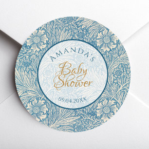 Adesivo Menino Azul Festa de Bebê Floral Script Marigold M