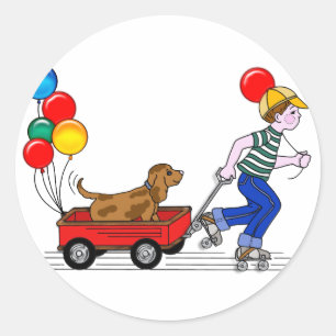 Adesivo Menino, Cachorro, Vagão e Cadernos