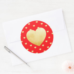 Adesivo Menino Corações Dourados Faux Foil Red Pattern