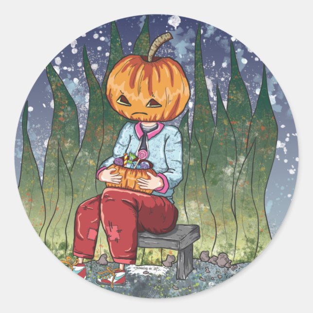 Adesivo Menino da Abóbora do Halloween (Frente)