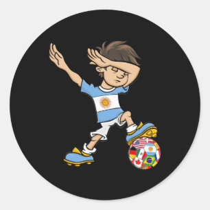 Adesivo Menino Dabbing Camisa de Futebol da Argentina Band