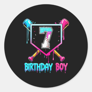 Adesivo Menino de 7 anos de beisebol faz aniversário Sorve