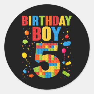 Adesivo Menino de Aniversário 5 Anos Blocos de Construção
