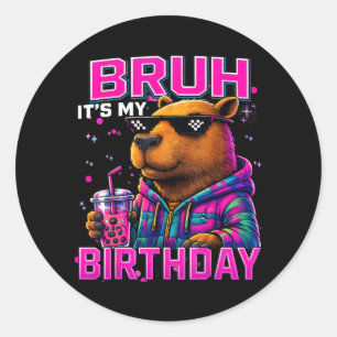 Adesivo Menino de Aniversário Capivara Engraçada Jogadora 
