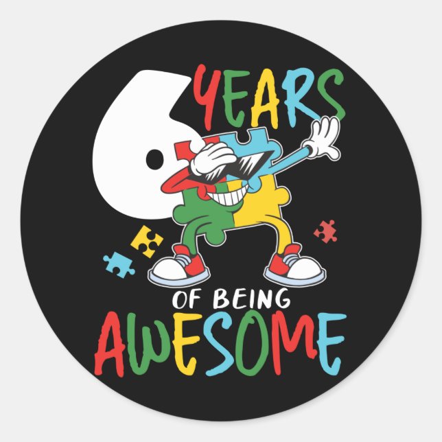 Adesivo Menino De Aniversário De 6 Anos Ou Sensibilização  (Frente)