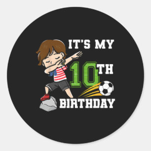 Adesivo Menino de Futebol É Meu 10º Aniversário Bandeira A