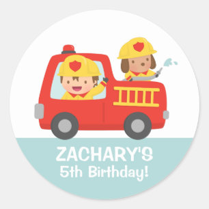 Adesivo Menino do bombeiro na festa de aniversário