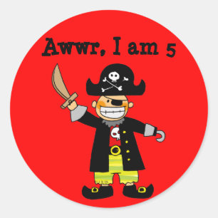 Adesivo Menino do pirata da criança de 5 anos