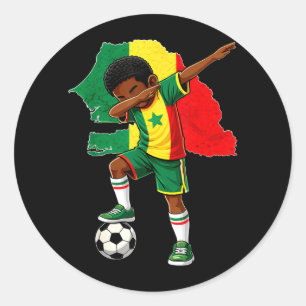Adesivo Menino do Senegal com Jersey de Futebol Dabbing Me