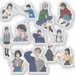 Adesivo Menino e Menina Anime Estético Roupas Casuais Vini