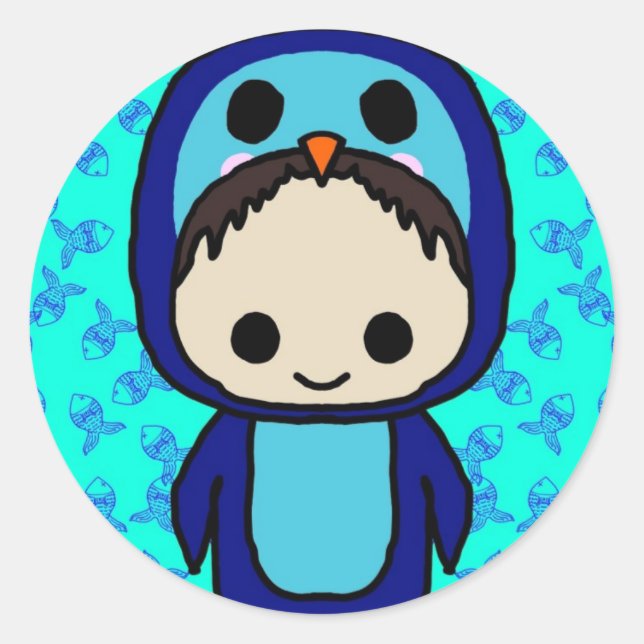 Adesivo Menino em Fato de Pinguim (Clube Kawaii) (Frente)