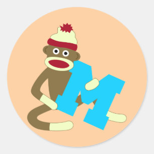 Adesivo Menino M do monograma do macaco da peúga