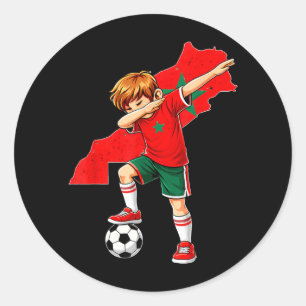 Adesivo Menino marroquino com camisola de futebol Marrocos