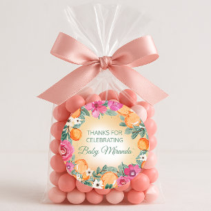 Adesivo Menino Menina Laranja Rosa Fruta Cítrica Chás de B