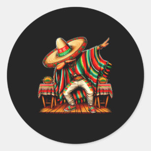 Adesivo menino mexicano sombrero dabbing poncho cinco de m