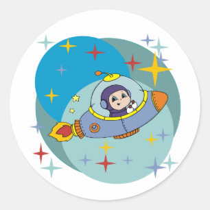 Adesivo Menino na nave espacial