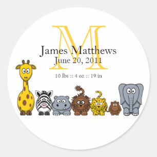 Adesivo Menino Nascimento Anunciante Selva Animais