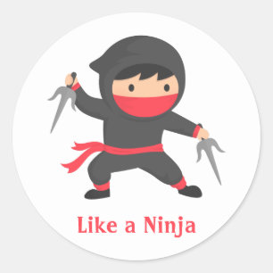 Adesivo Menino Ninja Fofo com Armas Sai para Crianças