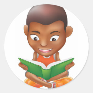 Adesivo menino que lê um livro