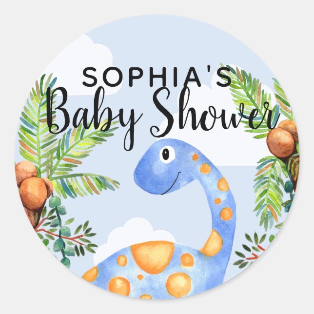 Adesivo Meninos Cachorros Aquarela Dinossauro Chá de frald (Frente)