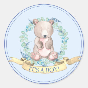 Adesivo Meninos Classe de Chá de fraldas de Urso Floral F