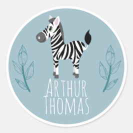 Adesivo Meninos Cute Safari Zebra Nomes Bookplate