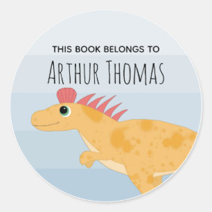 Adesivo Meninos Cute 'This Book Pertence' Dinossauro Bookp