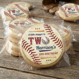 Adesivo Meninos de Beisebol Vintage Aniversário de 2 Anos