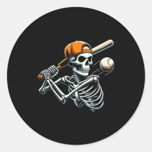 Adesivo Meninos de Halloween rebatendo esqueleto de beiseb