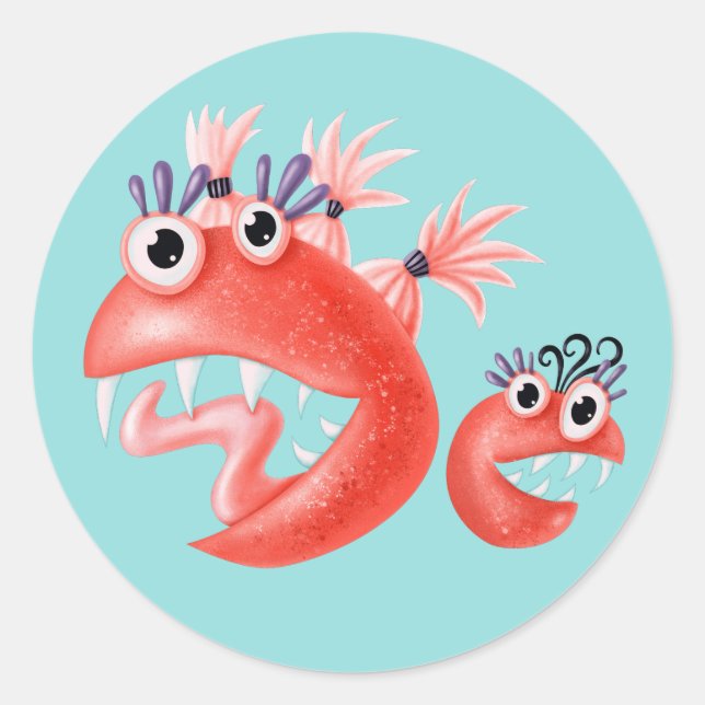 Adesivo Meninos Engraçados E Engraçados Do Monstro Bonito (Frente)