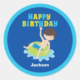 Adesivo Meninos Nadando Festas de Piscina Crianças Azul An