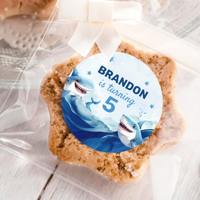 Adesivo Meninos sob o mar 5 de tubarão-mar Aniversário (Criador carregado)