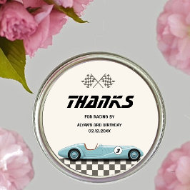 Adesivo Meninos Vintage Blue Retro Race Car Festa de anive