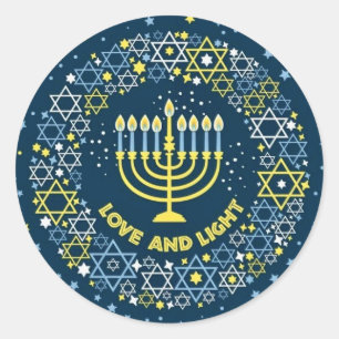 Adesivo Menorá de Hanuká Estrela de Davi Coroa de Flores