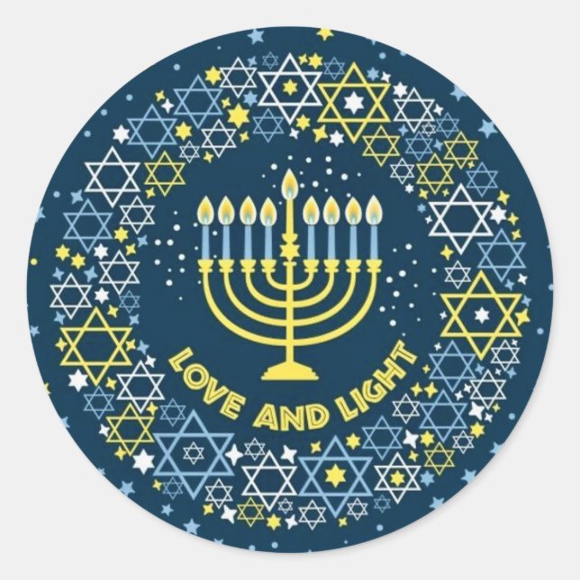 Adesivo Menorá de Hanuká Estrela de Davi Coroa de Flores (Frente)