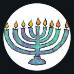 Adesivo Menorah Stickers<br><div class="desc">Menorah azul com velas cintilantes.</div>