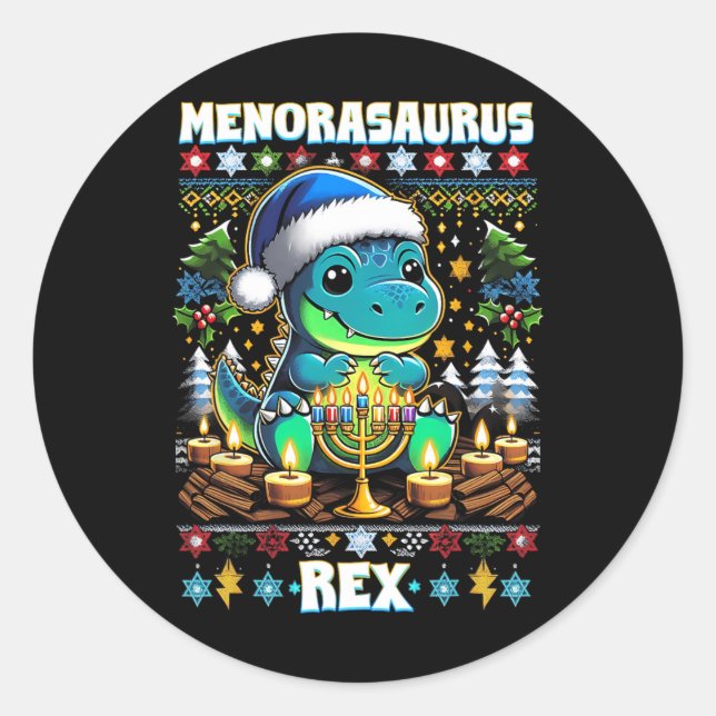 Adesivo Menorasaurus Rex Dino Trex Suéter Feio de Natal  (Frente)