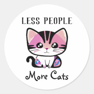 Adesivo Menos Pessoas, Mais Gatos