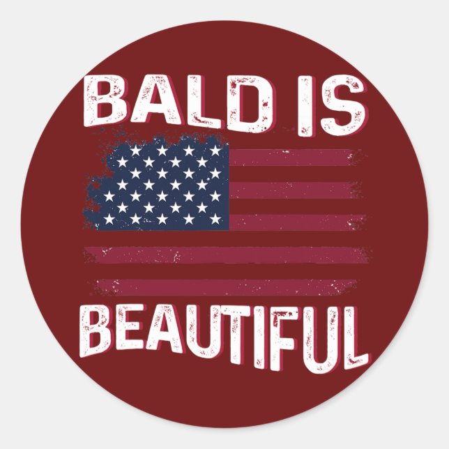 Adesivo Mens Bald is beautiful Patriotic American USA (Frente)