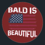 Adesivo Mens Bald is beautiful Patriotic American USA<br><div class="desc">Mens Bald is beautiful Patriotic American USA Flag Gift. Perfect gift for your dad,  mom,  papa,  men,  women,  friend and family members on Thanksgiving Day,  Christmas Day,  Mothers Day,  Fathers Day,  4th of July,  1776 Independent day,  Veterans Day,  Halloween Day,  Patrick's Day</div>
