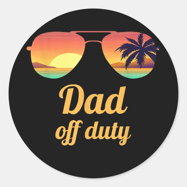 Adesivo Mens Dad Off Duty Beach Sunset Sunglasses Funny (Frente)