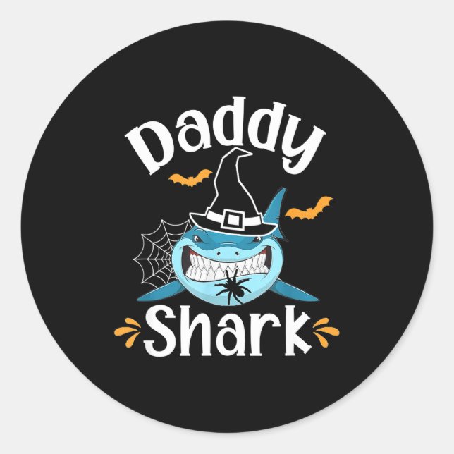 Adesivo Mens Daddy Shark Funny Halloween Daddy Announcemen (Frente)