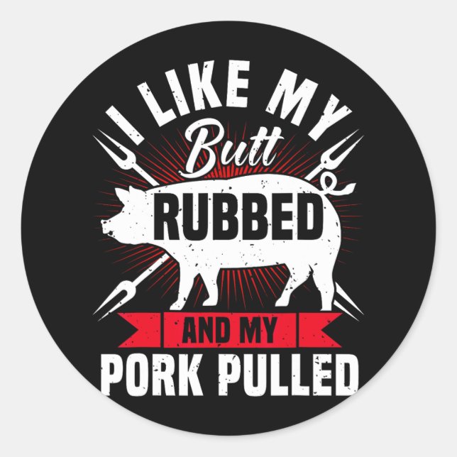 Adesivo Mens Funny Bbq Grilling Pulled Pork  (Frente)