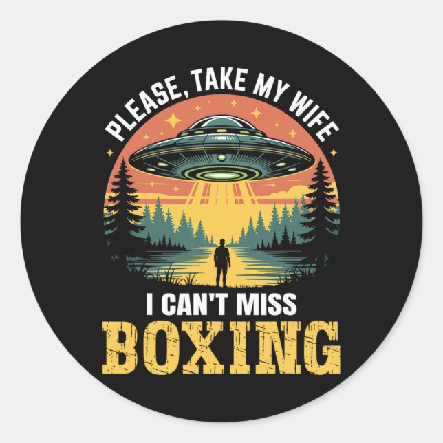 Adesivo Mens Funny Ufo Boxing Piada Abdução de Alienígenas (Frente)