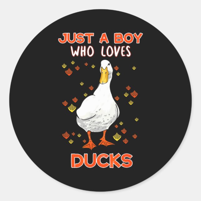 Adesivo Mens Just A Boy Who Loves Ducks Funny Duck Lover Q (Frente)